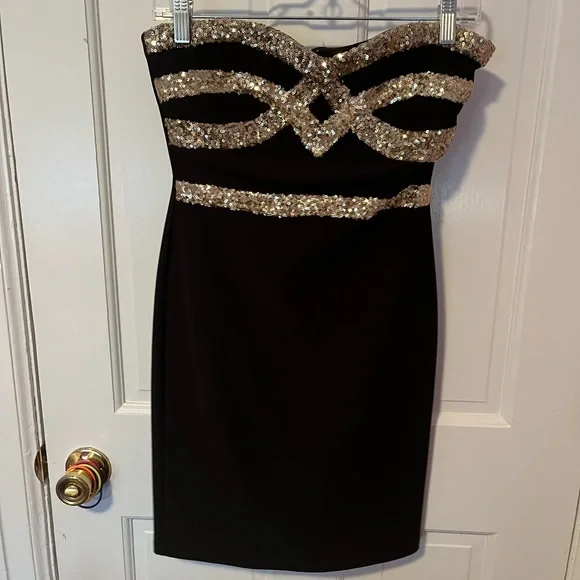 Black and Gold Sparkly Bodycon Dress | Color: Black/Gold | Size: S | Rachelmartiin's Closet
